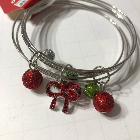 Happy Holidays bracelets bangles bells multi color silver set of 2 new sets jewe - Picture 9 of 10